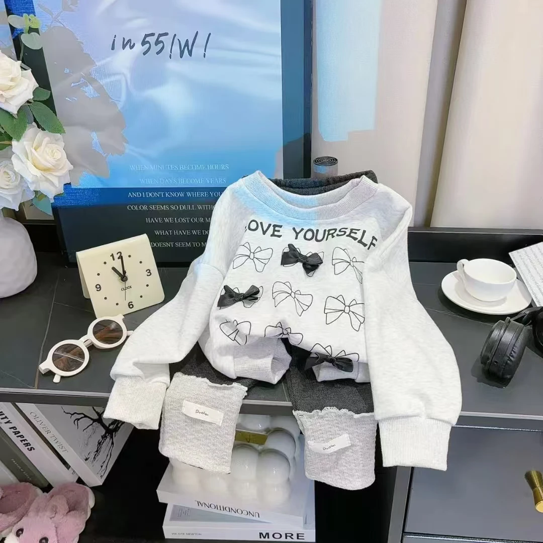 套装女童卫衣童装春款秋季卡通堆堆袜套装休闲圆领秋冬