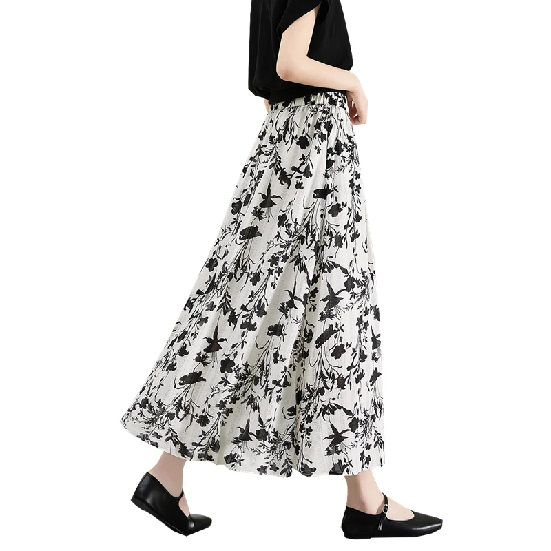 2025夏装新款女装时尚撞色松紧高腰A字碎花半身裙T52B1922BA