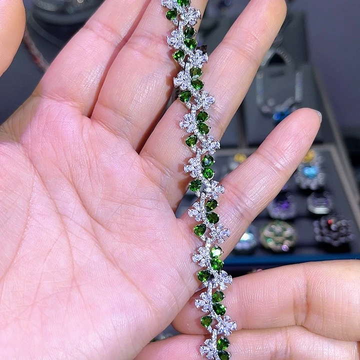 手链透辉石银S925镶嵌