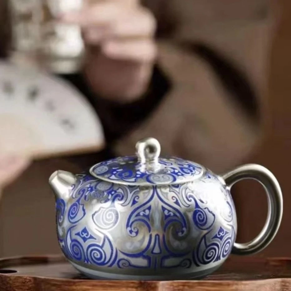 战国纹凤鸣壶西施银壶鎏银单壶