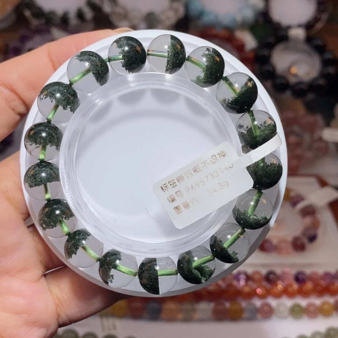 未镶嵌手链水晶绿幽灵聚宝盆手链11.5