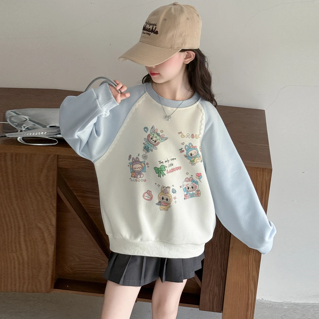 女童卫衣春秋2025新款儿童洋气时髦休闲中大童秋季拼色套头上衣潮