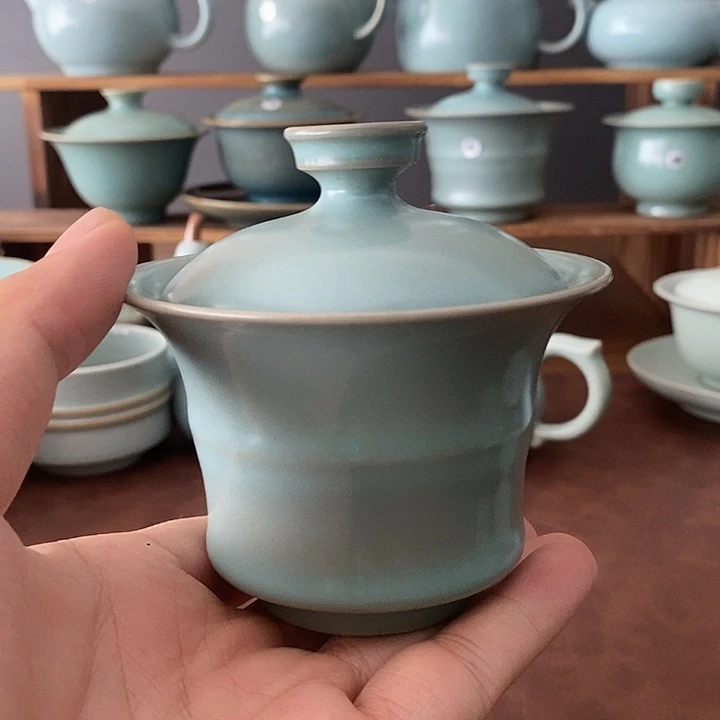 杯子微瑕仿古竹节两才盖碗