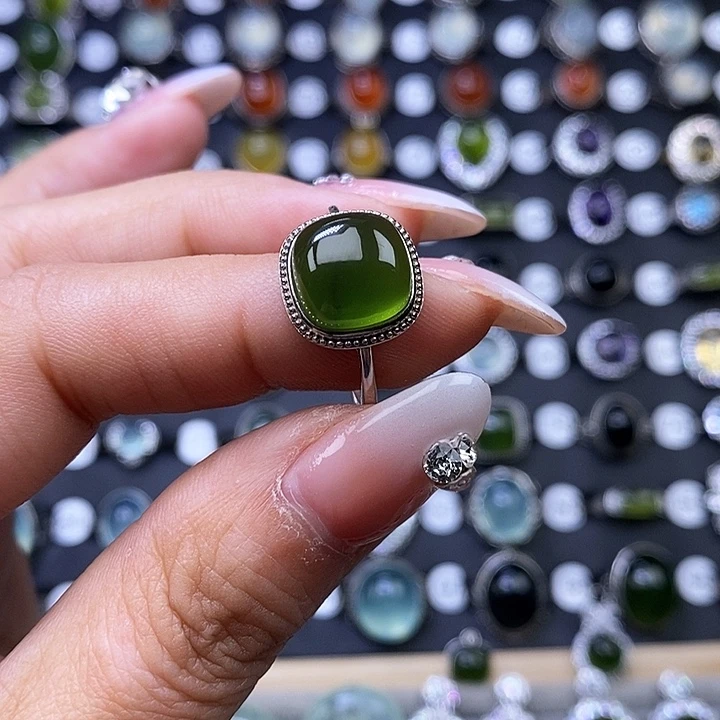 岫玉戒指银S925镶嵌?****