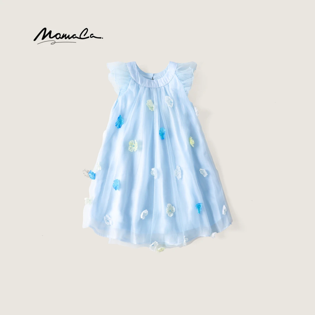 MOMOCO一秒入夏女童甜美礼服渐变立体连衣裙网纱裙77640470002