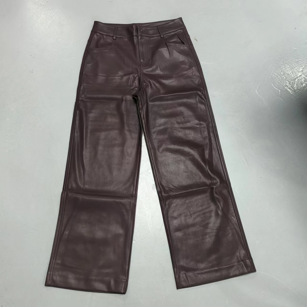【南油玲姐】咖啡色皮面休闲裤A89132