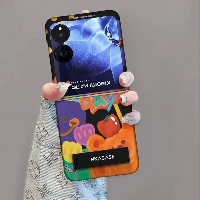 适用小米mixflip手机壳彩色涂鸦折叠屏无边框全包保护套