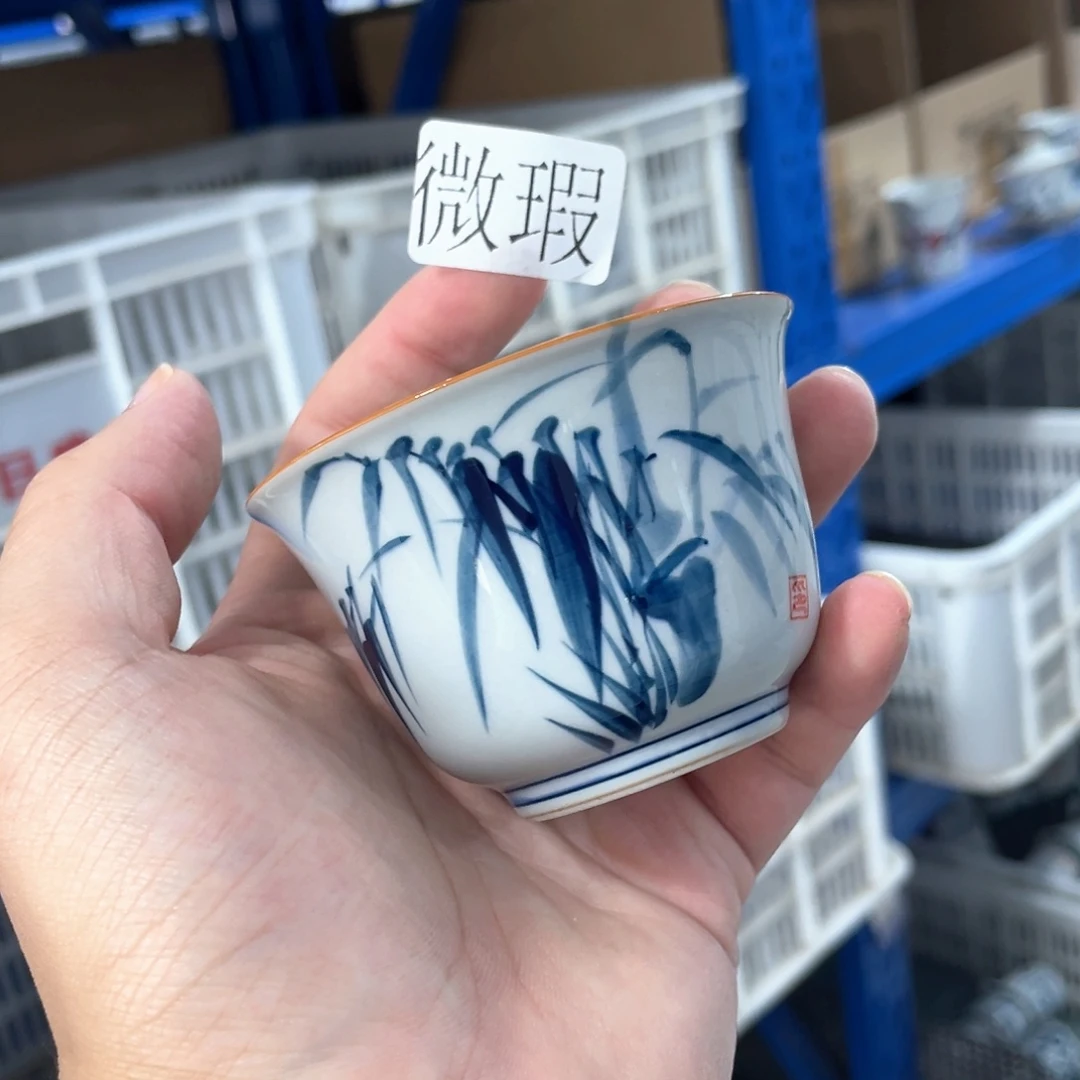 釉下手绘茶具微瑕