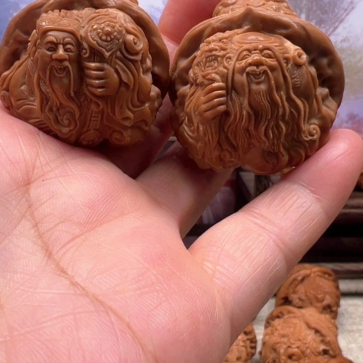 核桃把件蛤蟆头财神寿星