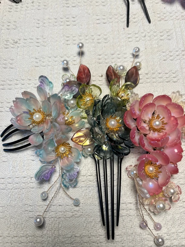 中国风复古/宫廷千金风女发簪旗袍插梳紫色公主风