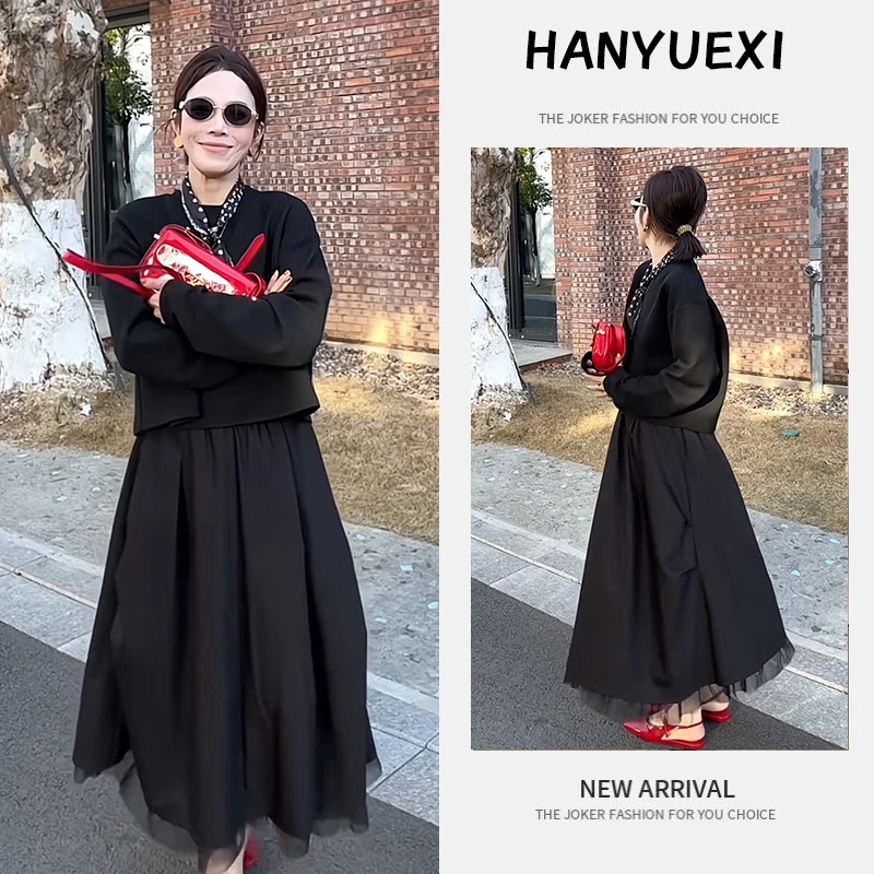 早春时尚一整套女装2025新款韩版百搭宽松卫衣高腰半身裙两件套潮