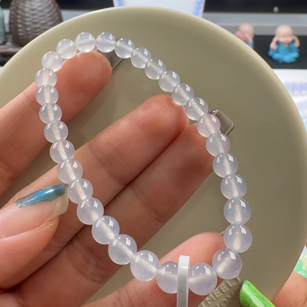 翡翠手链未镶嵌高冰白月光手串卡6