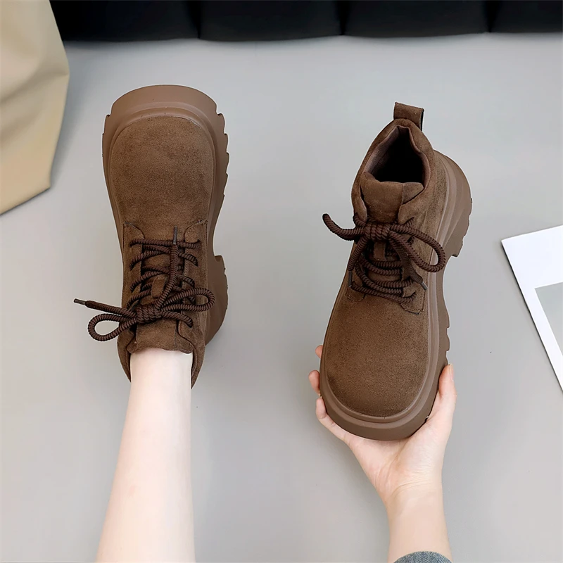 秋季新款马丁靴小个子厚底增高鞋复古经典大黄靴英伦风松糕短筒靴