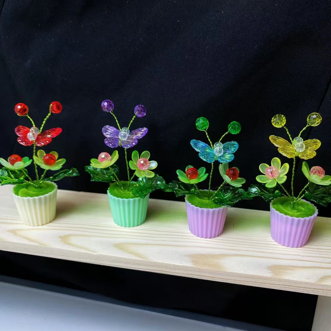 25瓶蝶恋花材料包(有蝴蝶珠子花铁丝扭棒桶子)