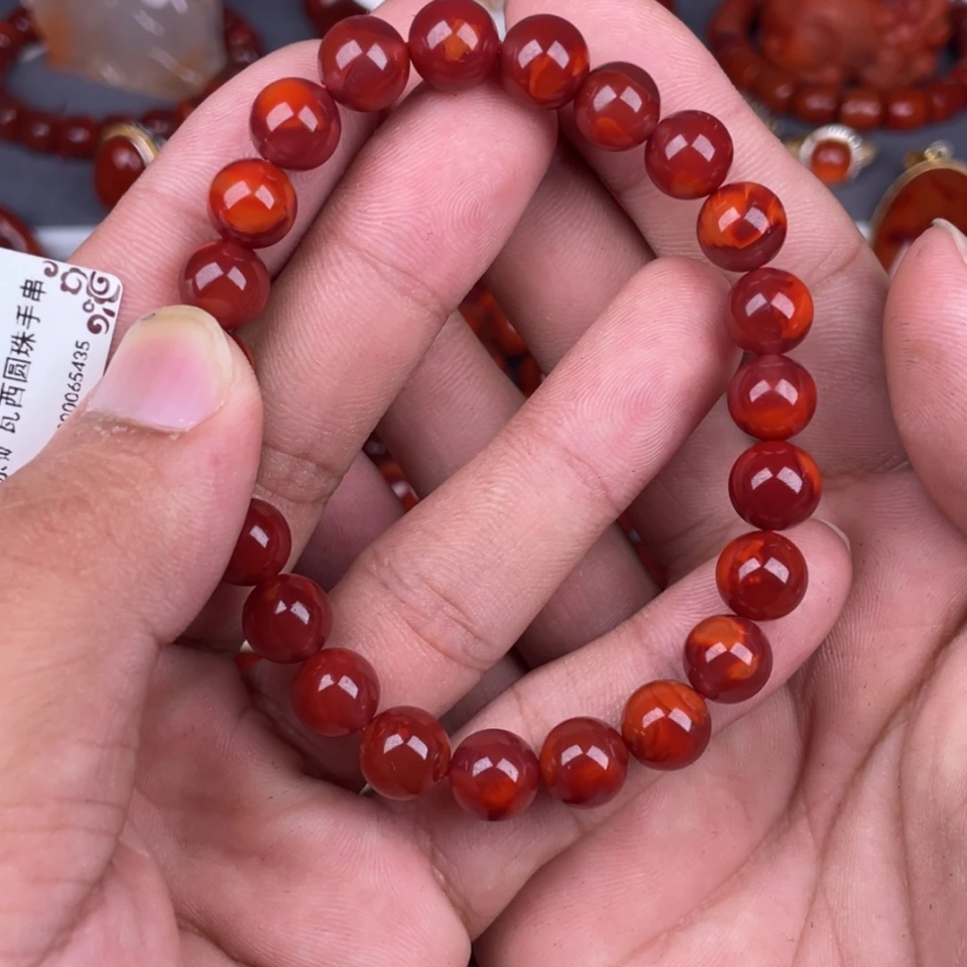 南红玛瑙未镶嵌瓦西原矿牛血手串9mm