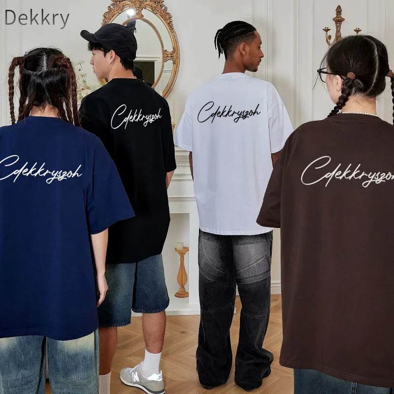 DekkryT恤纯色短袖潮流白色圆领男装上衣情侣简约时尚百搭男士ins