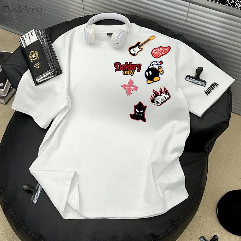 【Dekkry】夏季百搭宽松情侣衣纯棉国潮牌创意卡通印花短袖半袖T恤