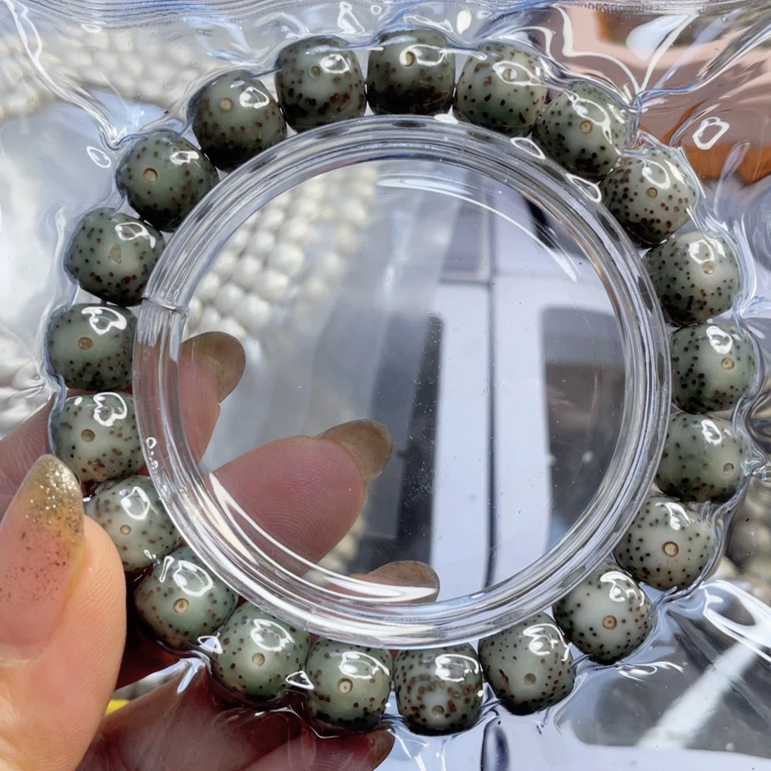 手串星月菩提石玉料绿幽灵手串尺寸11