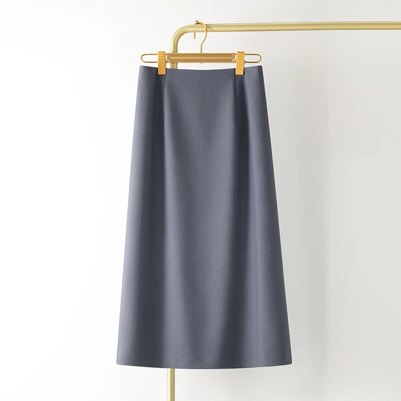 高端通勤灰色半身裙女秋季2025新款气质a字直筒裙长裙到脚踝80cm