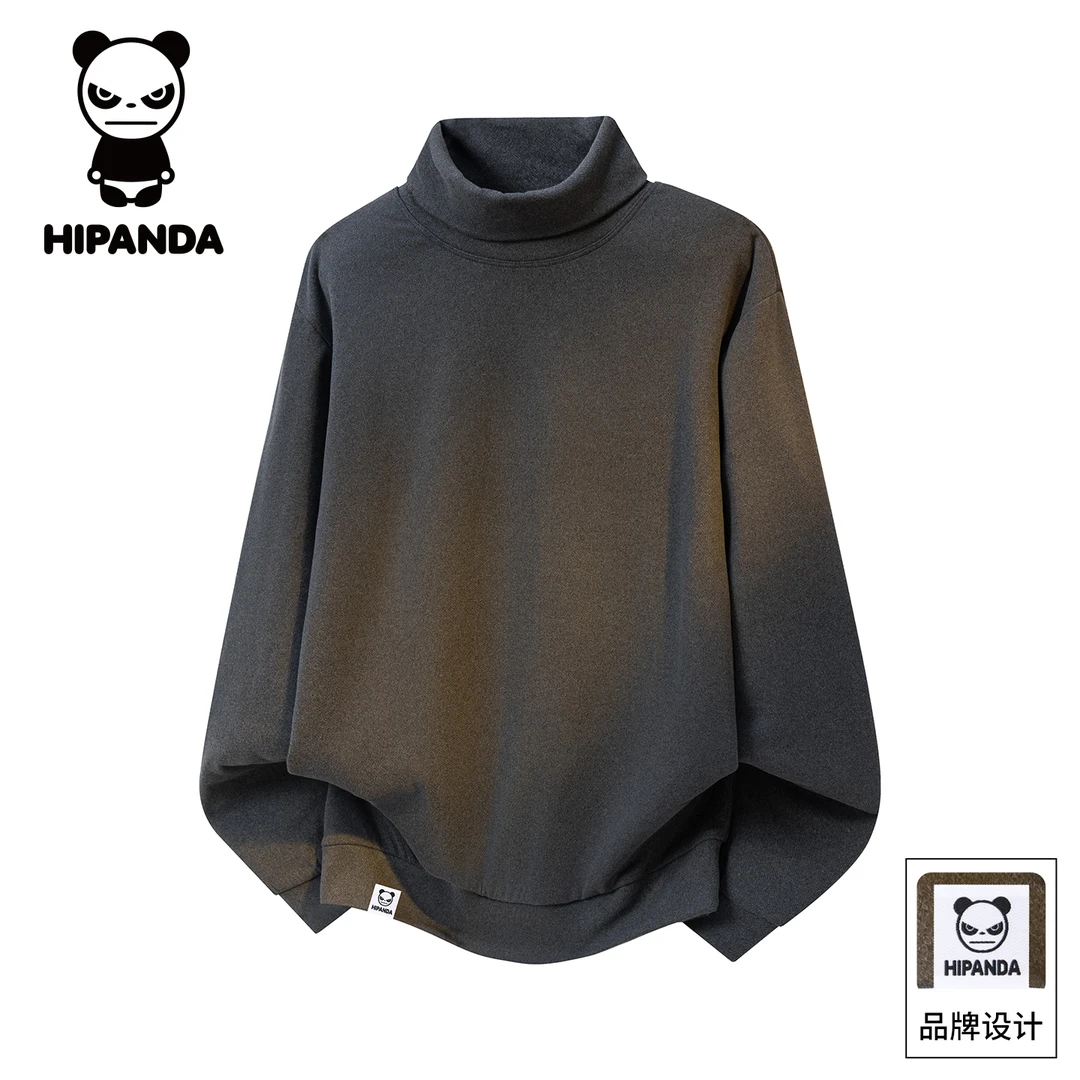 Hi Panda你好熊猫秋冬新款高领长袖卫衣男士潮牌休闲保暖内搭上衣