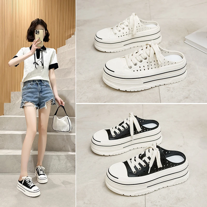 半托网红平底透气韩版厚底防滑时尚女包头拖鞋 美庶