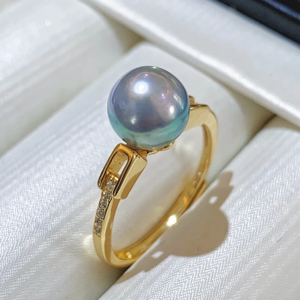 国标S925银镶嵌海水真多麻戒指