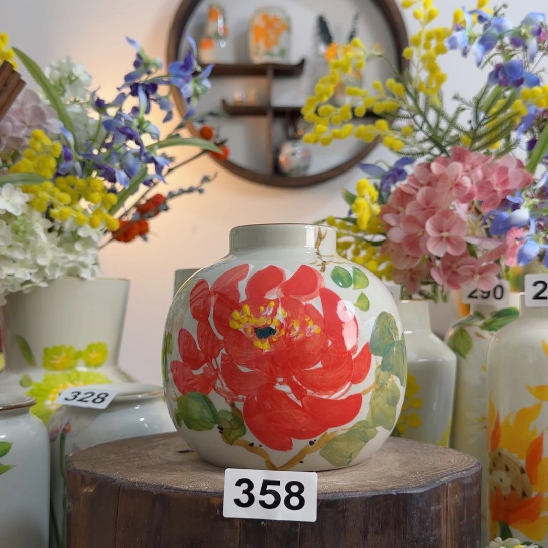 摆件景德镇陶瓷手绘小花瓶摆件无孔