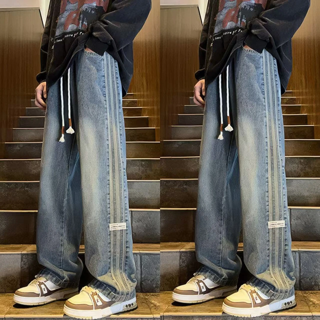 牛仔裤男款爆款2024新款男士直筒宽松美式复古高街百搭潮牌男裤子