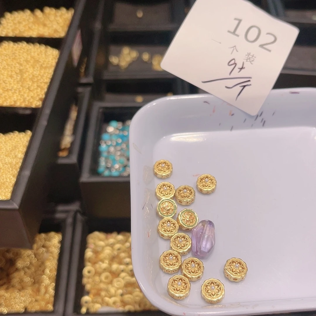 水晶珠宝半成品银S925镀金镶嵌102