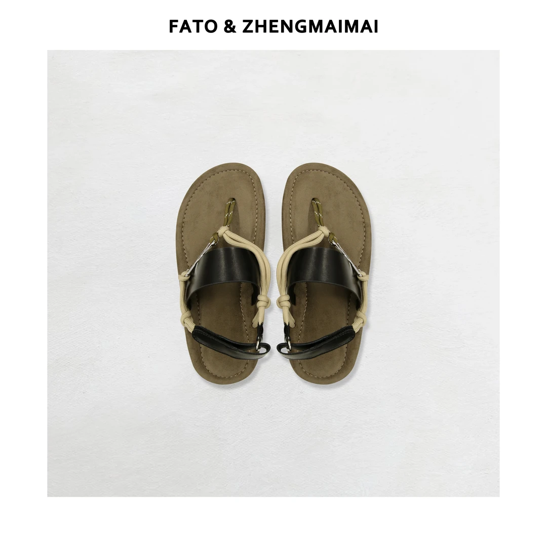 【郑买买】沙漠骆驼 新款精致外出好穿舒适夹脚绑带人字拖JL50721TX