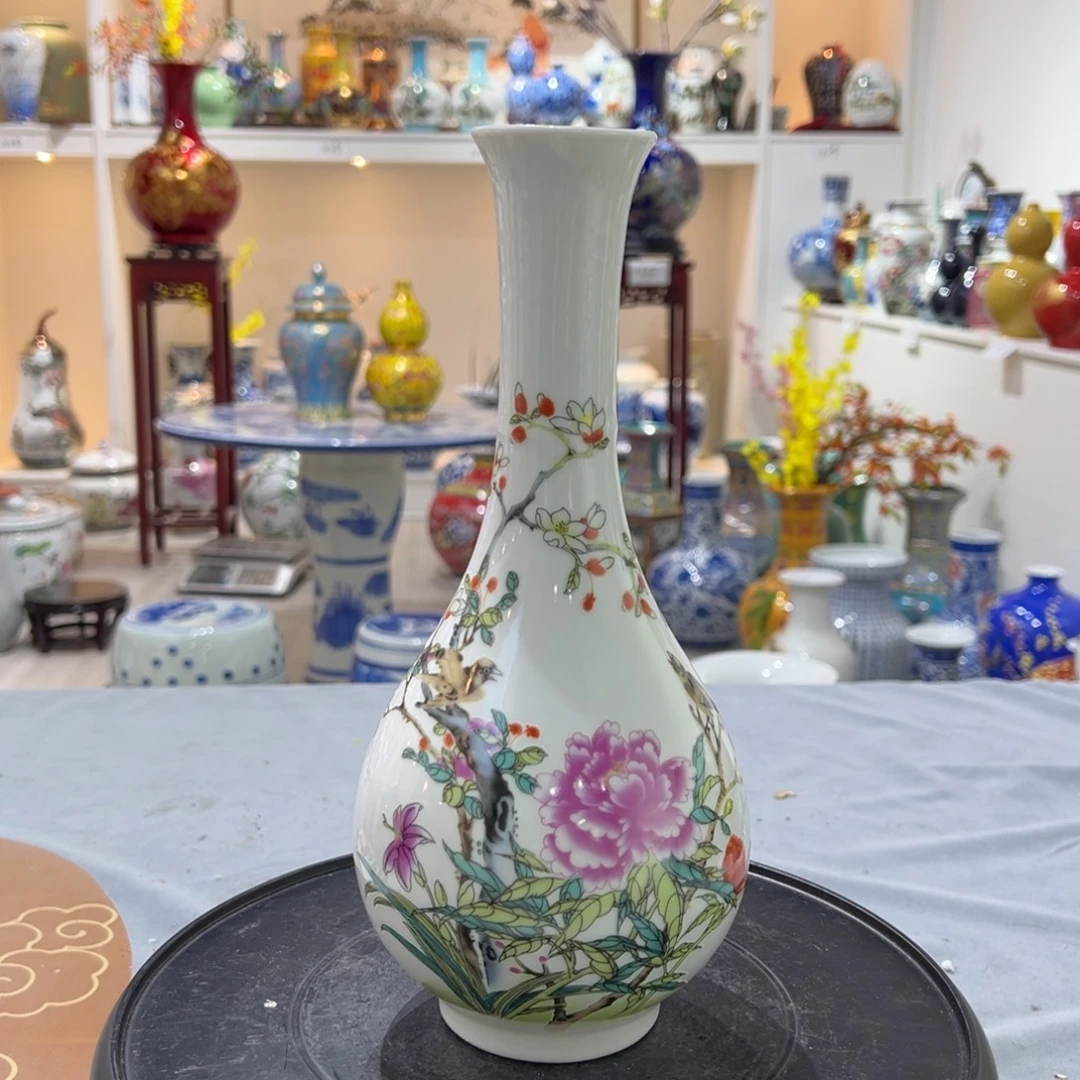 陶摆件27cm鸟语花香玉壶春