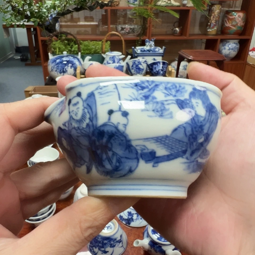 陶玉园对弈图公道杯