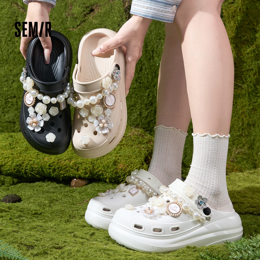 SEMIR【绮梦洛可可】厚底洞洞鞋女时尚防滑防臭凉拖外穿海边沙滩鞋