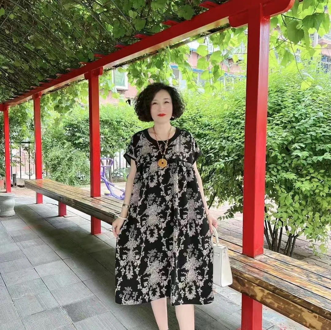 2025夏季新款连衣裙大码女装妈妈装2523
