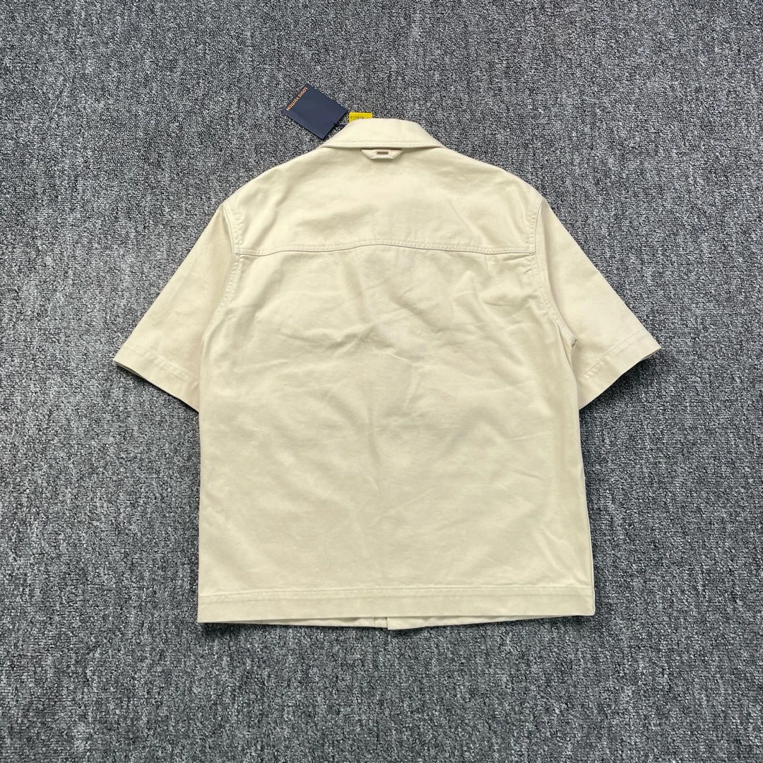 全新未使用 LouisVuitton/路易威登 7970扣宽松翻领短袖衬衫/XS码