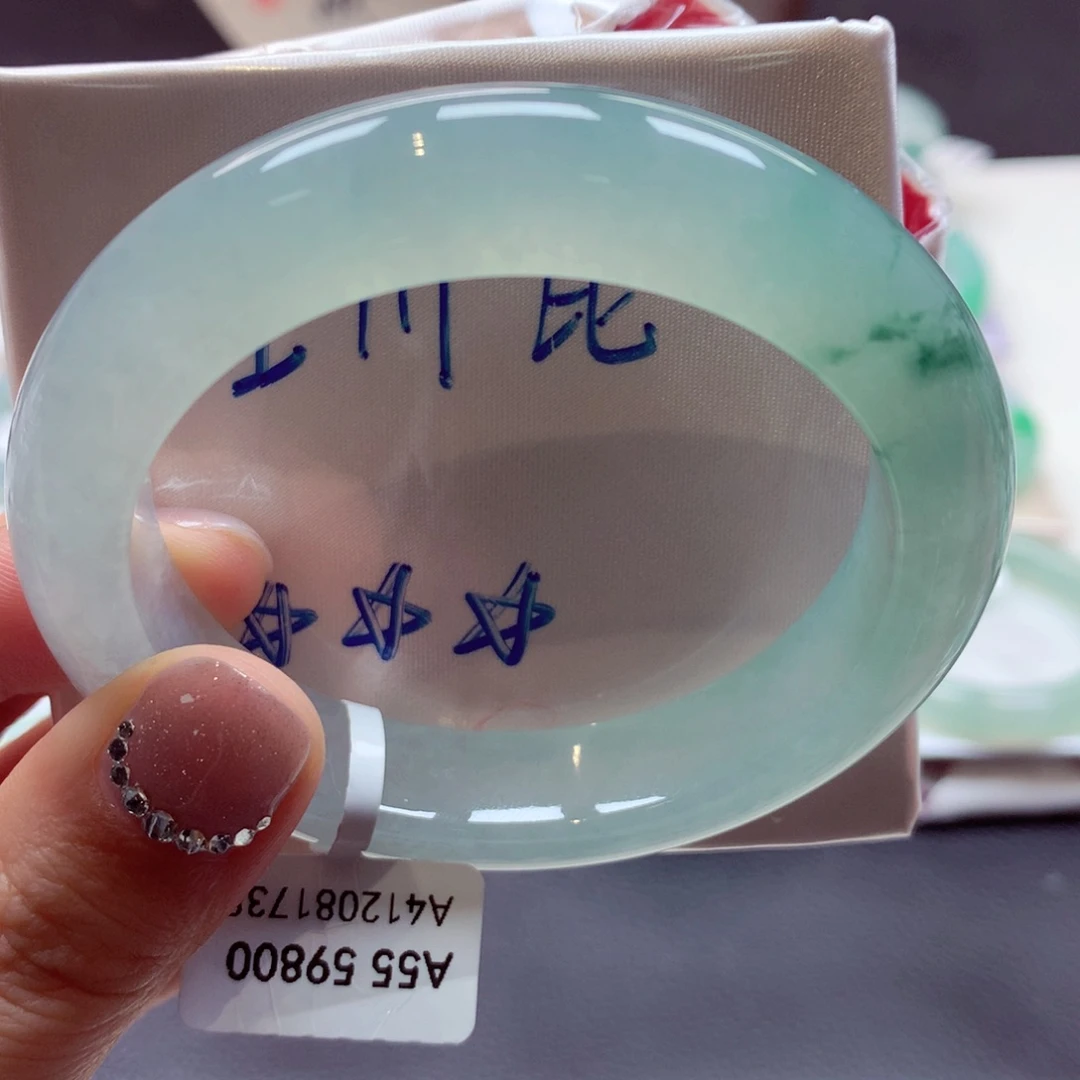 翡翠手镯未镶嵌15正圈77（超级冰透）