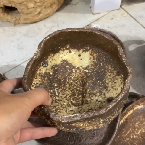 碗手工手捏咖啡杯壶承