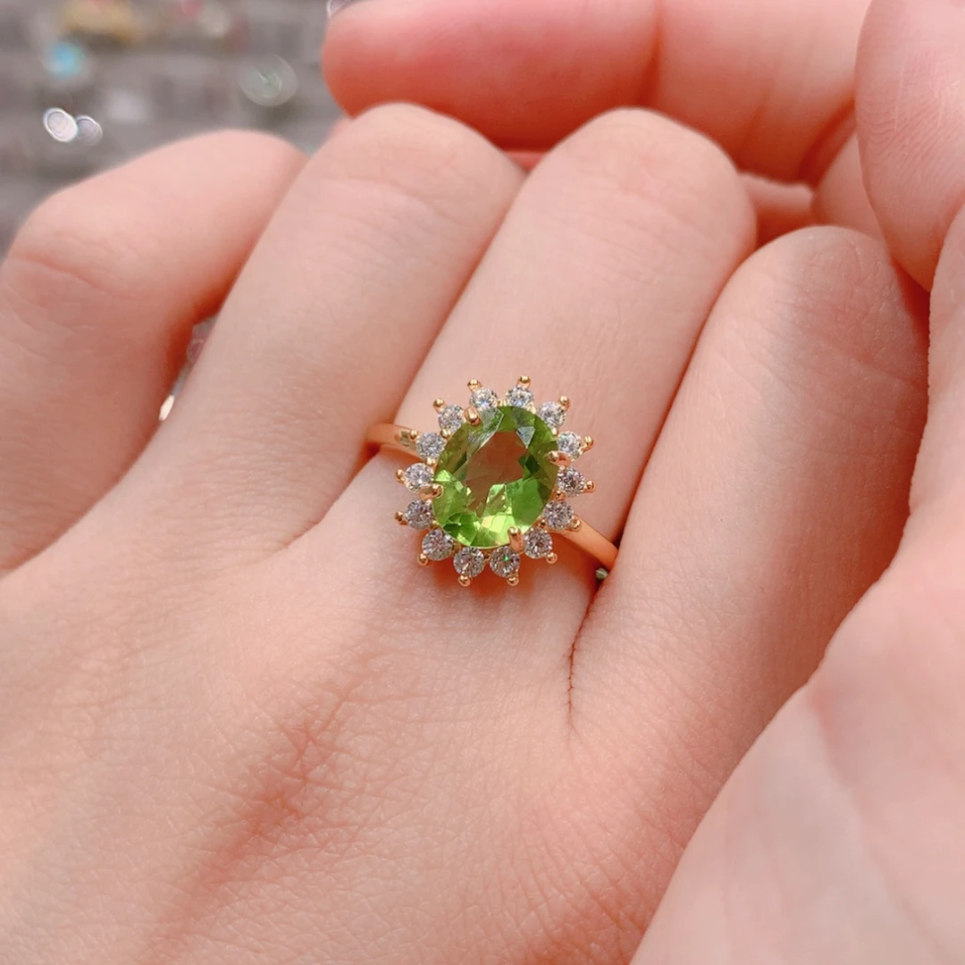 橄榄石戒指银S925镶嵌