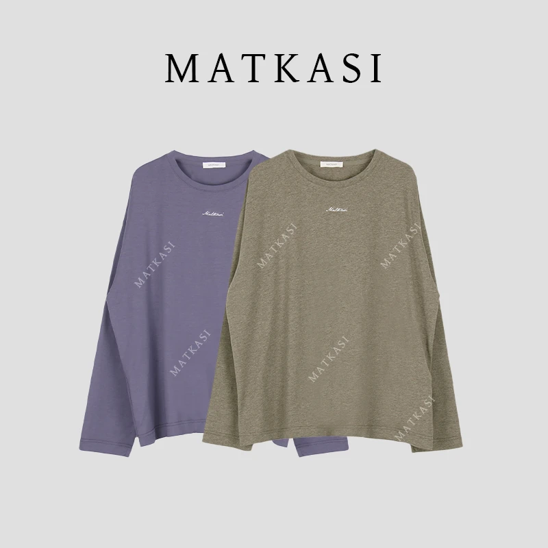 MATKASI 设计感时尚气质百搭日常出街绝美修身圆领绣花长袖T