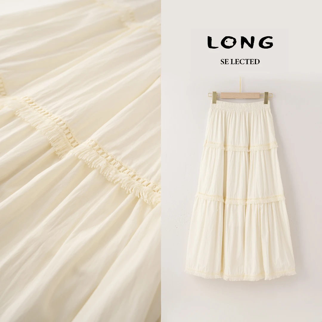 H2989复古浪漫长裙多层荷叶边精致工艺蕾丝点缀显优雅氛围感1273