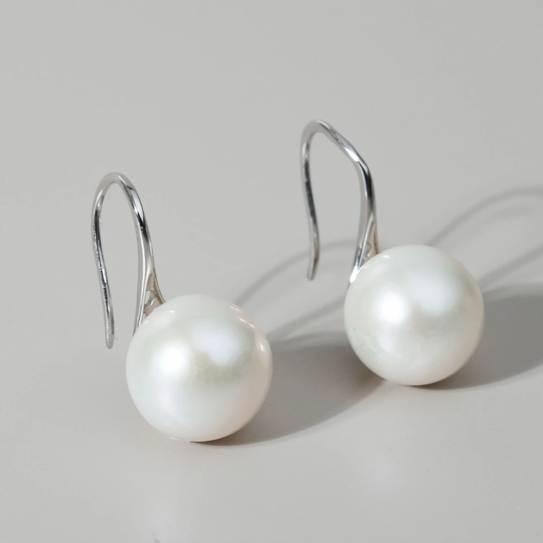 11-12mm星坻 银925天然淡水珍珠爱迪生耳钩耳钉耳饰微瑕