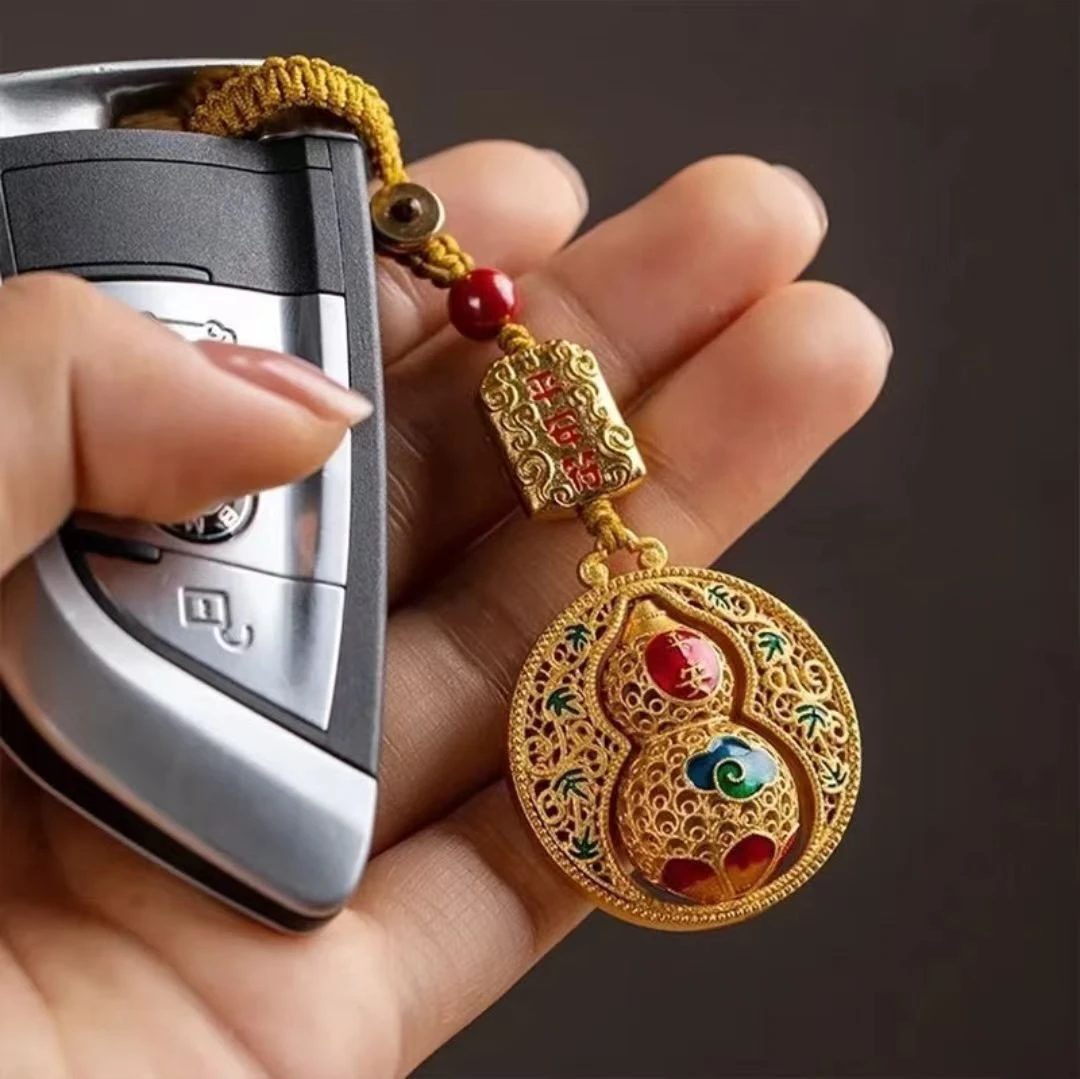 【师傅推荐】蛇年新款创意金色平安葫芦钥匙扣挂件福禄挂饰驾车用