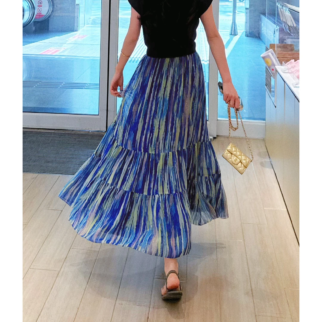 GIRDEAR/哥弟「绚烂烟火」高腰显瘦百搭松紧腰半身裙1200355