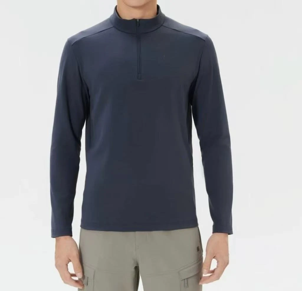 男士秋冬三色半拉链长袖T恤/竖