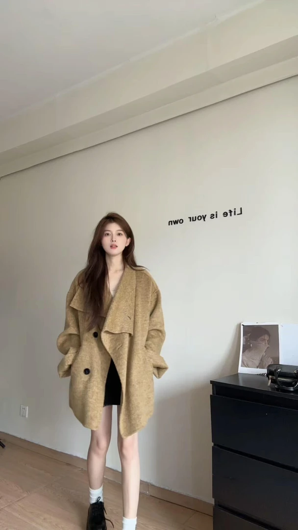 2025秋冬新款韩系高级感小个子呢子大衣女中长款赫本风毛呢外套女