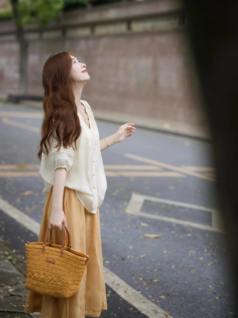 夏装搭配一整套2025韩系气质小个子减龄衬衫搭配半身裙温柔两件套