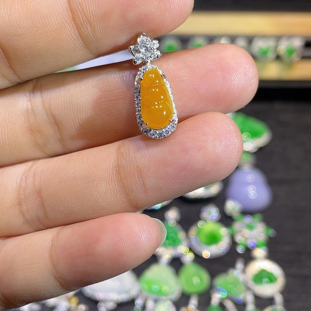 翡翠银S925镶嵌吊坠(不含链)