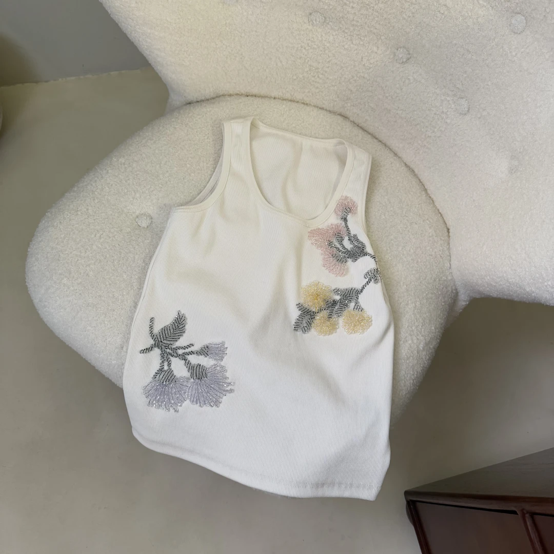 塔鹿蕾/设计师时尚重工手工串珠背心上衣0823