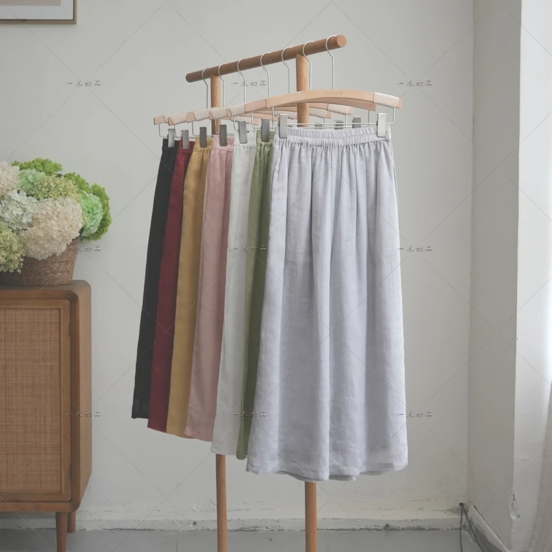 4741《云间素裳》原创文艺风休闲百搭阔腿裤高腰宽松显瘦苎麻裤子