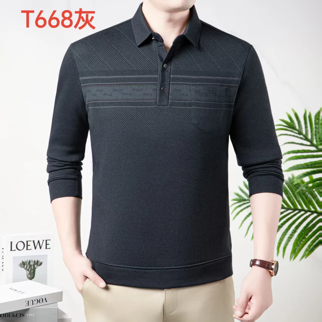 秋冬长袖加绒加厚老年爸爸秋装翻领上衣